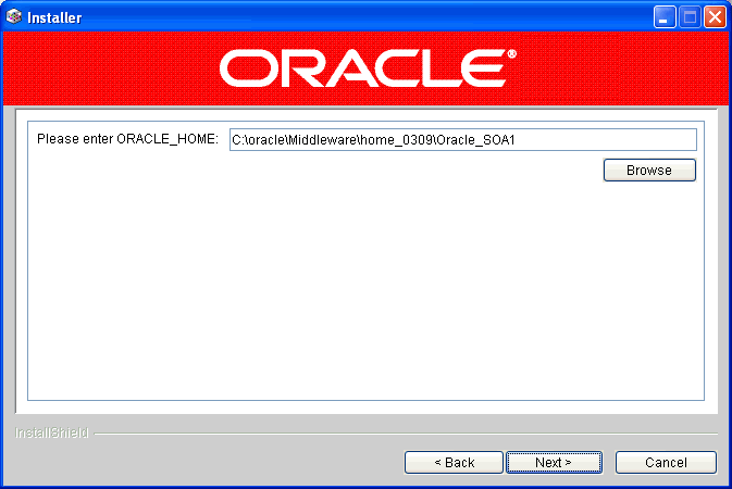 Oracle Home Path Screen Oracle Home Path Screen