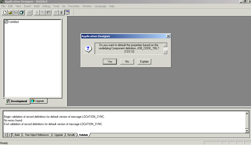 Application Designer dialog box Application Designer dialog box