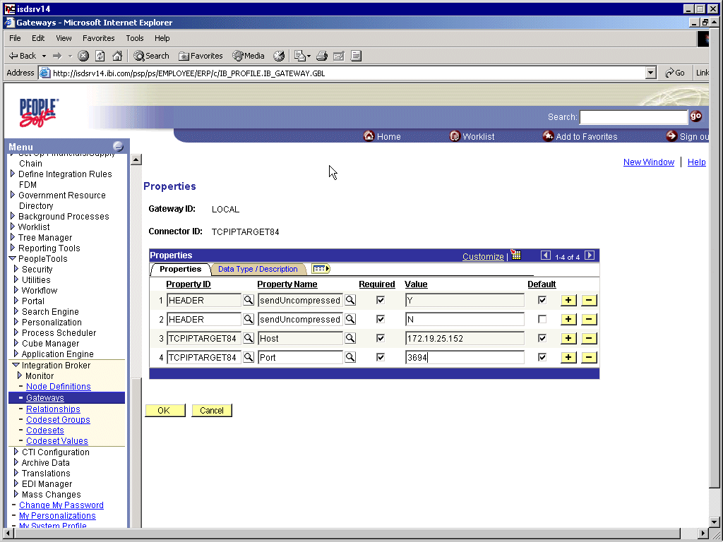 Properties pane for TCPIPTARGET84 Properties pane for TCPIPTARGET84