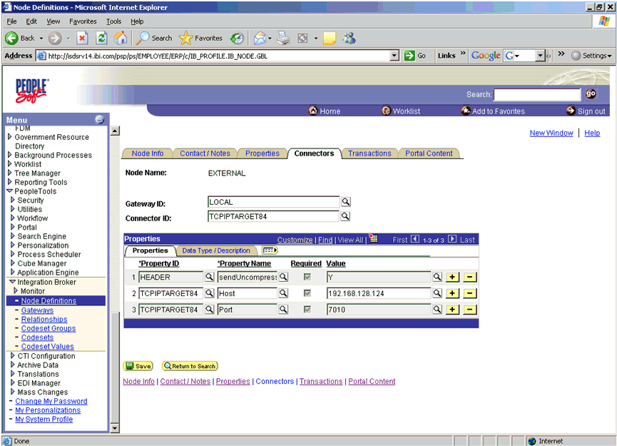 Properties pane for TCPIPTARGET84 Properties pane for TCPIPTARGET84