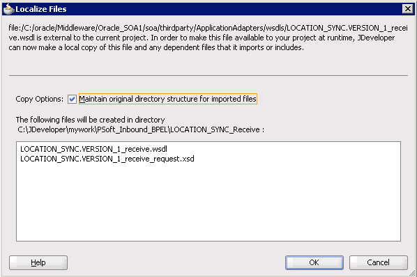 Localize Files dialog box Localize Files dialog box