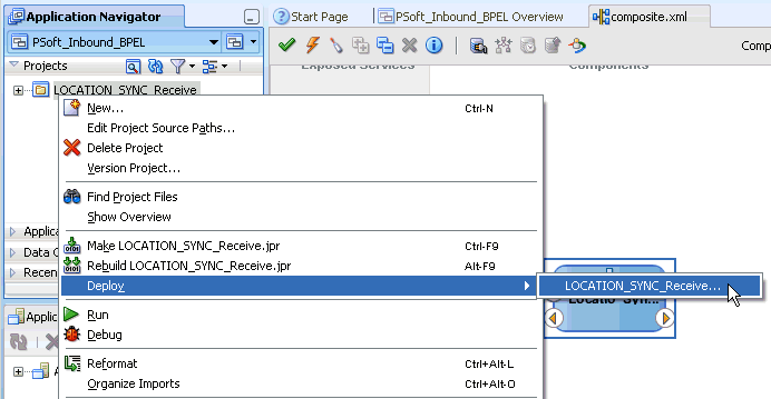 Deploy context menu Deploy context menu