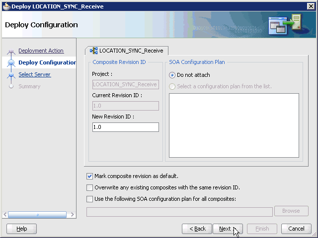 Deploy Configuration pane Deploy Configuration pane