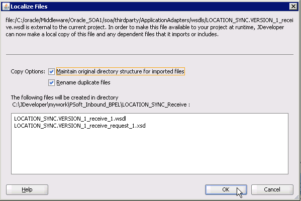 Localize Files dialog box Localize Files dialog box