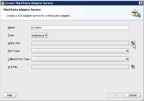 Create Third Party Adapter Service dialog box Create Third Party Adapter Service dialog box