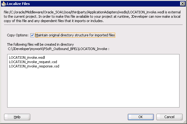Localize Files dialog box Localize Files dialog box