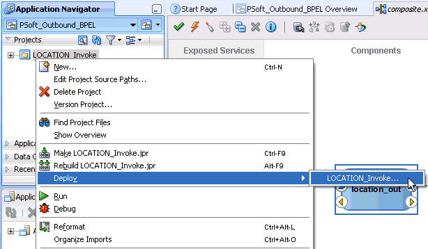 Deploy context menu Deploy context menu