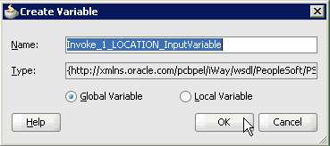 Create Variable dialog box Create Variable dialog box