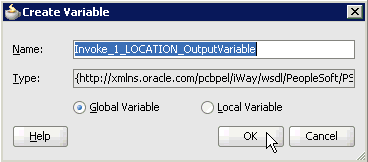 Create Variable dialog box Create Variable dialog box