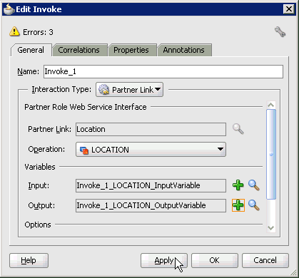 Edit Invoke dialog box Edit Invoke dialog box
