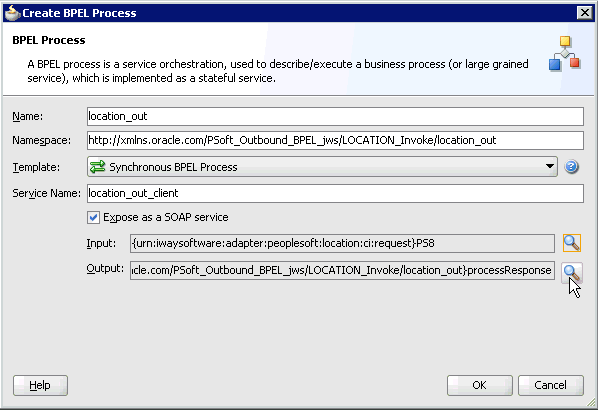 Create BPEL Process dialog box Create BPEL Process dialog box
