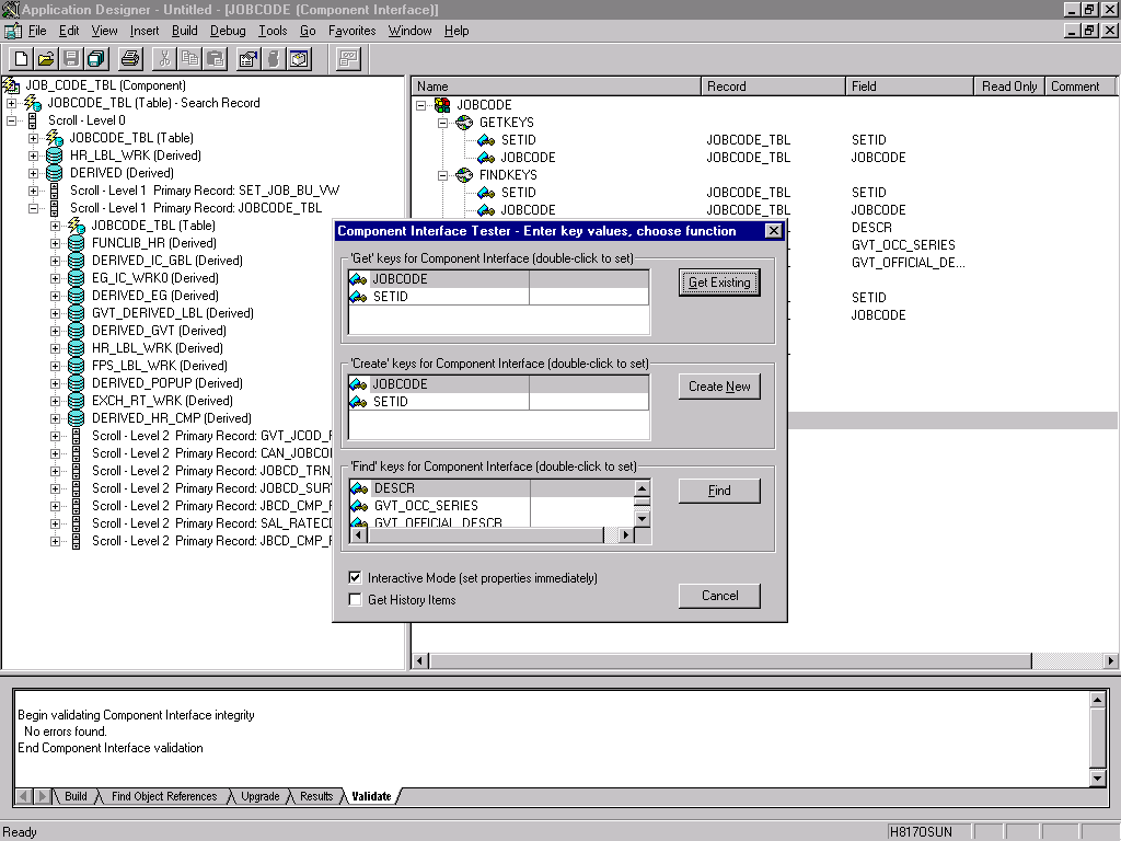 Component Interface Tester dialog box Component Interface Tester dialog box