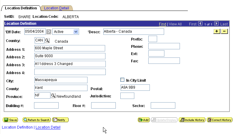 Location Definition tab Location Definition tab