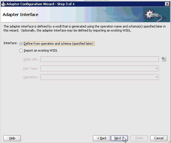 Adapter Interface pane Adapter Interface pane