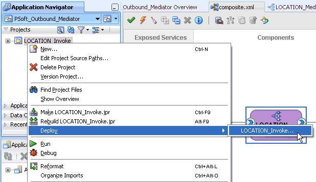 Deploy context menu Deploy context menu