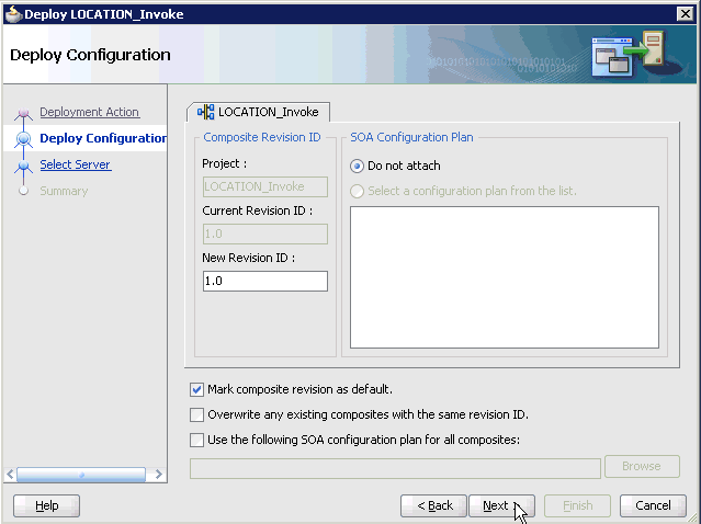 Deploy Configuration pane Deploy Configuration pane
