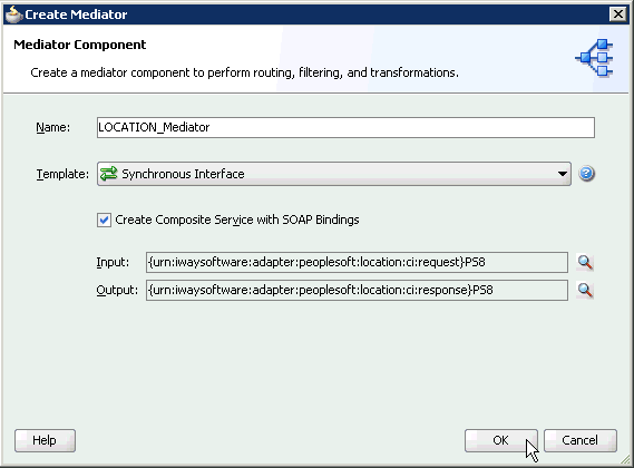 Create Mediator dialog box Create Mediator dialog box