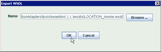 Export WSDL dialog box Export WSDL dialog box