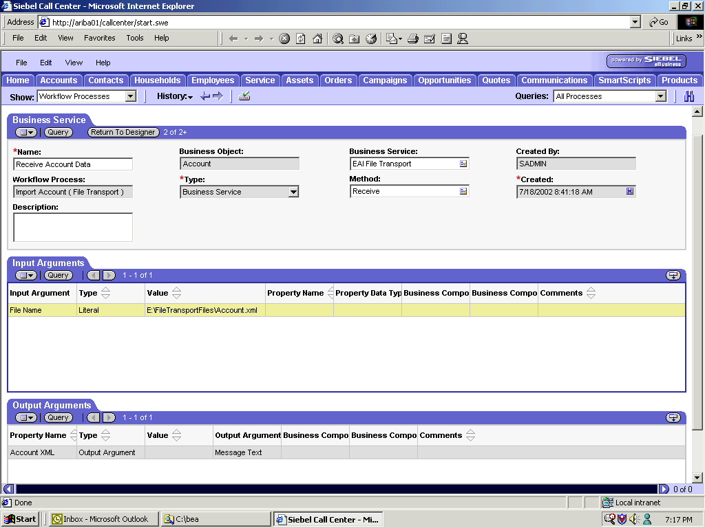 The EAI File Transport Business Service step. The EAI File Transport Business Service step.