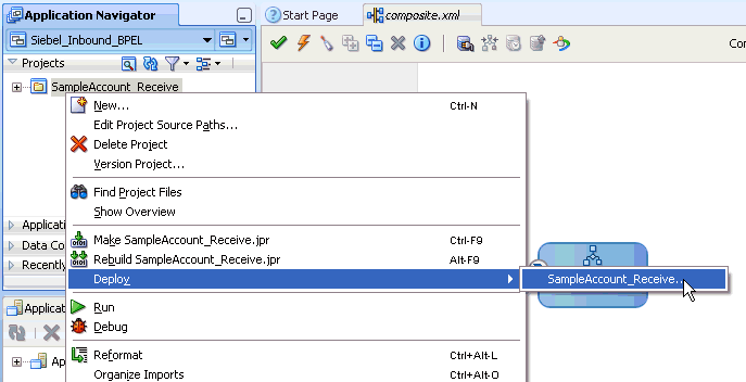 Deploy context menu Deploy context menu