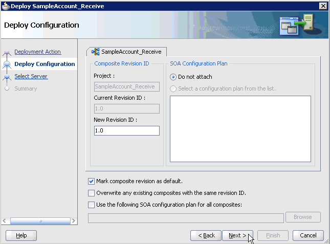 Deploy Configuration dialog box Deploy Configuration dialog box