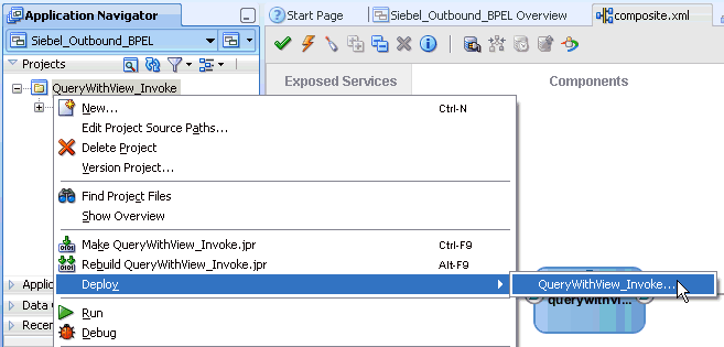Deploy context menu Deploy context menu