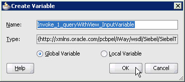 Create Variable dialog box Create Variable dialog box