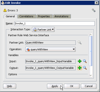 Edit Invoke dialog box Edit Invoke dialog box