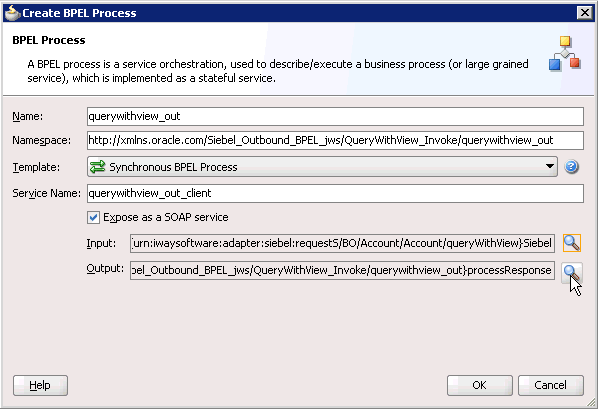 Create BPEL Process dialog box Create BPEL Process dialog box