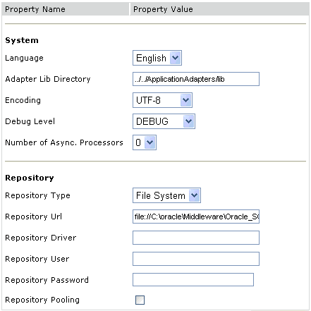 Business Services Engine configuration page Business Services Engine configuration page