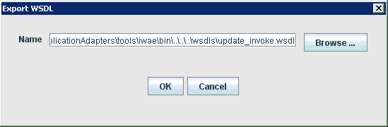Export WSDL dialog box Export WSDL dialog box