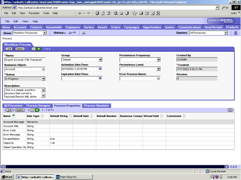 The Process Properties tab. The Process Properties tab.