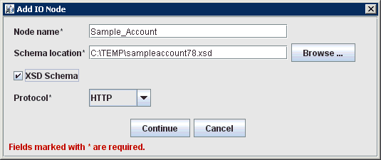 Add IO Node dialog box Add IO Node dialog box
