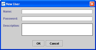 New User dialog box. New User dialog box.