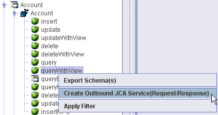 Application Explorer context menu Application Explorer context menu