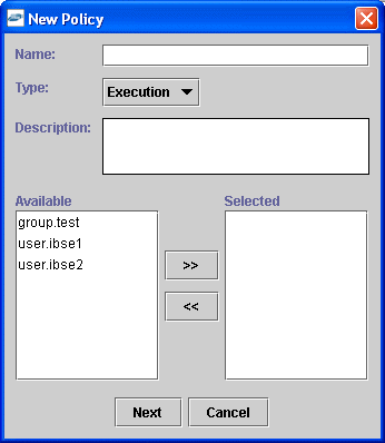 New Policy dialog box New Policy dialog box
