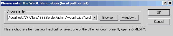 WSDL file location dialog box WSDL file location dialog box