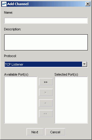 Add Channel dialog box Add Channel dialog box
