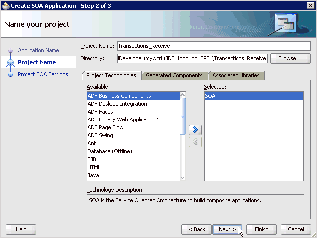 Name your project pane Name your project pane