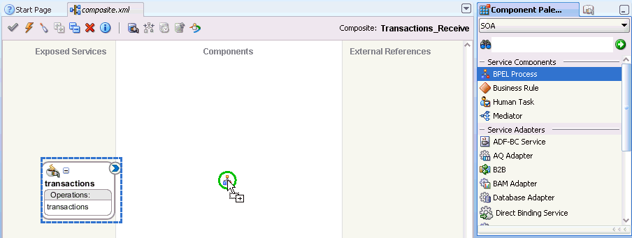 Components pane Components pane