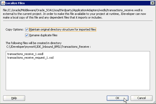 Localize Files dialog box Localize Files dialog box