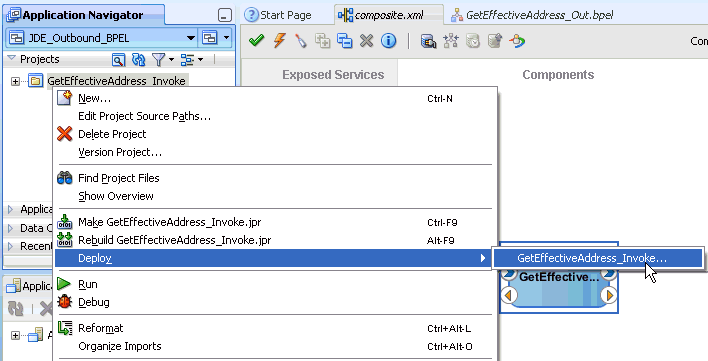 Deploy context menu Deploy context menu