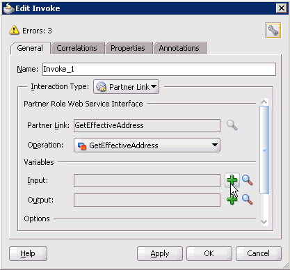 Edit Invoke dialog box Edit Invoke dialog box
