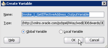 Create Variable dialog box Create Variable dialog box