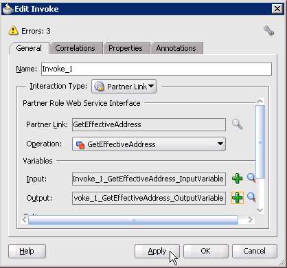 Edit Invoke dialog box Edit Invoke dialog box