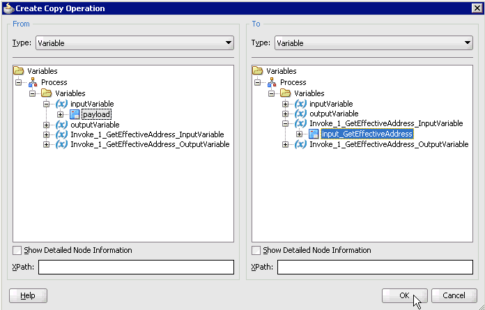 Create Copy Operation dialog box Create Copy Operation dialog box