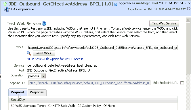 Request tab Request tab