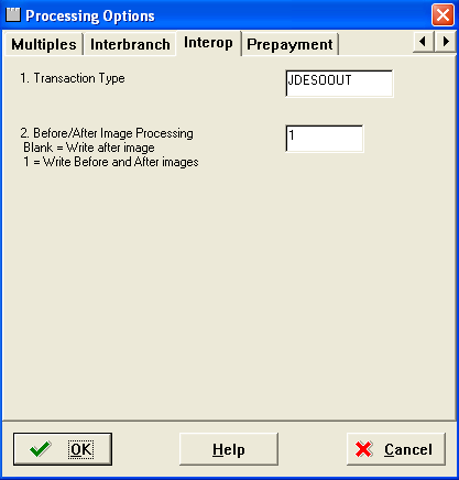 Processing Options dialog box Processing Options dialog box