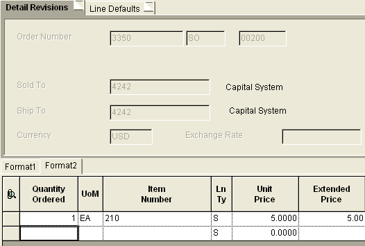 The second row selected The second row selected
