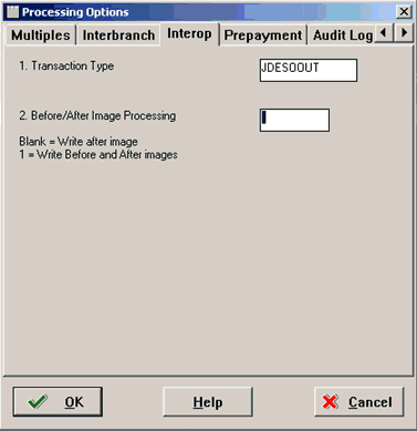 Processing Options dialog box Processing Options dialog box